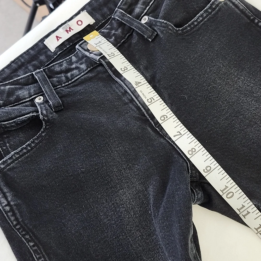 AMO Women's Tie Ankle Jean in Black Magic Jeans Size 25 Mid-Rise Cropped